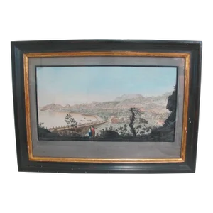 Pietro Fabris Antique Watercolor on Engraving Plate XXIV View of Puzzoli