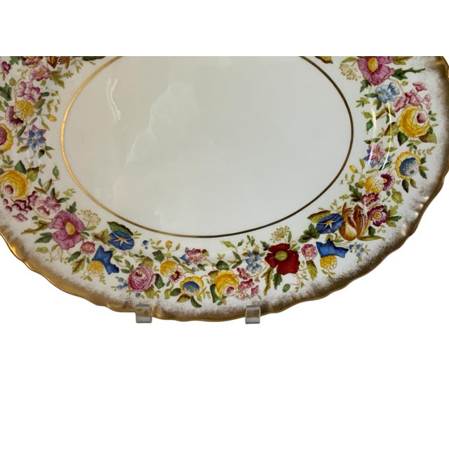 Queen Anne Vintage Hammersley "Queen Anne" Bone China 16" Oval Serving Platter Made in England 1940s-1950s For Sale - Image 3 of 8