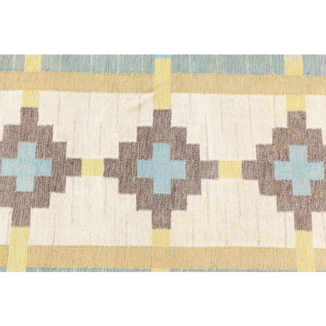 Doris Leslie Blau Vintage Swedish Flat Woven Rug Signed With Initials GS For Sale - Image 4 of 9