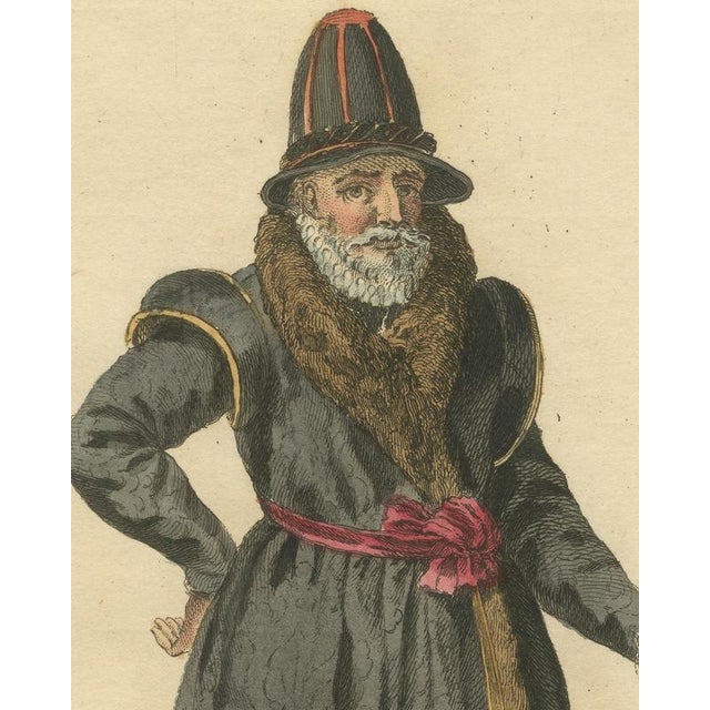 Jefferys, Habit of an English Nobleman in 1577, Fur Lined Gown, Jefferys Plate, 1757, Engraving For Sale - Image 4 of 8