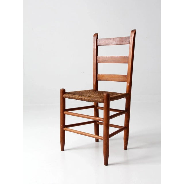 Wood Antique Rush Seat Chair For Sale - Image 7 of 12
