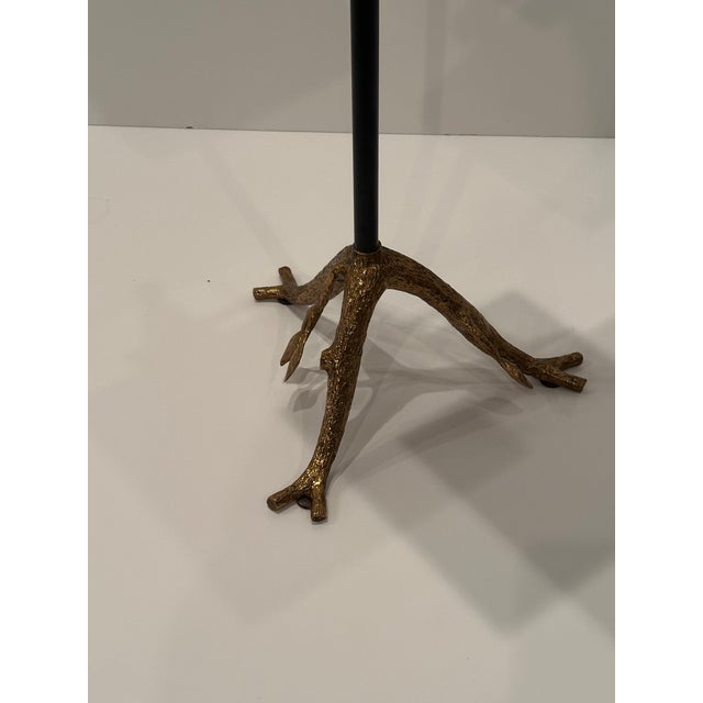 Bronze Bronze Iron and Aged Mirror Drinks Side Table With Bird For Sale - Image 8 of 8