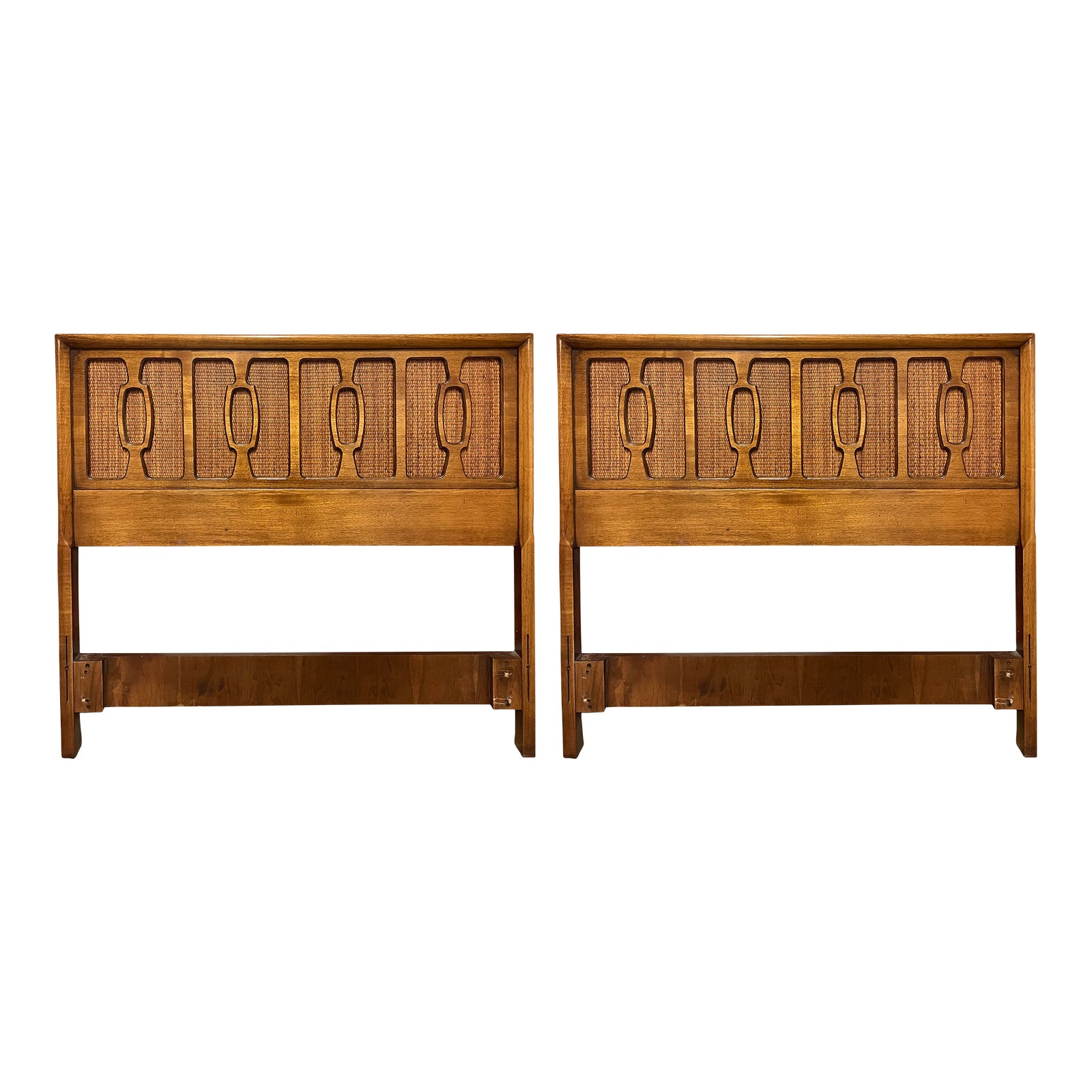 Twin Headboards in Rattan and Walnut by Henredon— a Pair Chairish