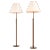 Floor Lamps in Leather and Brass with Original Shades, 1950s, Set of 2 For Sale
