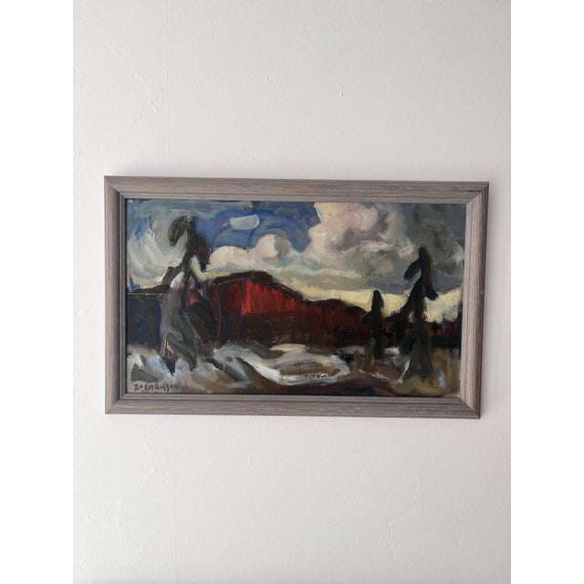 Per Olof Zachrisson, Landscape Composition, 1960s, Oil Painting on Board For Sale - Image 8 of 8