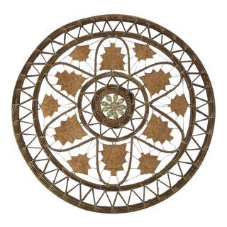 Wicker & Shell Woven Wall Hanging For Sale