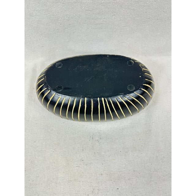 Plastic Vintage Black and White Oval Shaped Lidded Box For Sale - Image 7 of 8