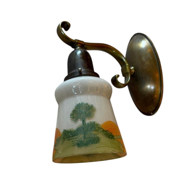 What a charming light this is! Handpainted scene of vibrant green and orange. Perfect for any nook in your home that needs...