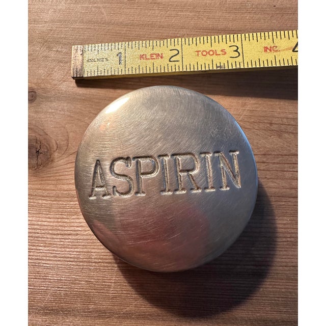 Brass Late 20th Century Vintage Brass Aspirin Pill Box in Pop Art Style For Sale - Image 8 of 10