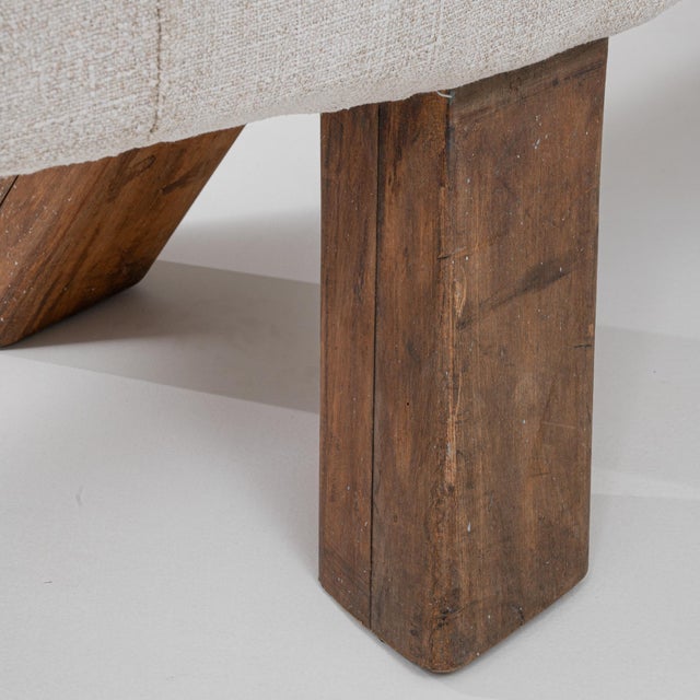 1940s Czech Mid-Century Modern Upholstered Bench With Angled Wooden Legs For Sale - Image 13 of 18