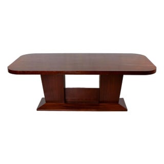 Late 20th Century Modern Large Custom Mahogany Dining or Conference Table W/Double Pedestal Trestle Base For Sale