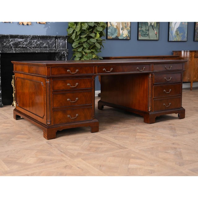 2020s Traditional Huge Partners Desk For Sale - Image 5 of 11