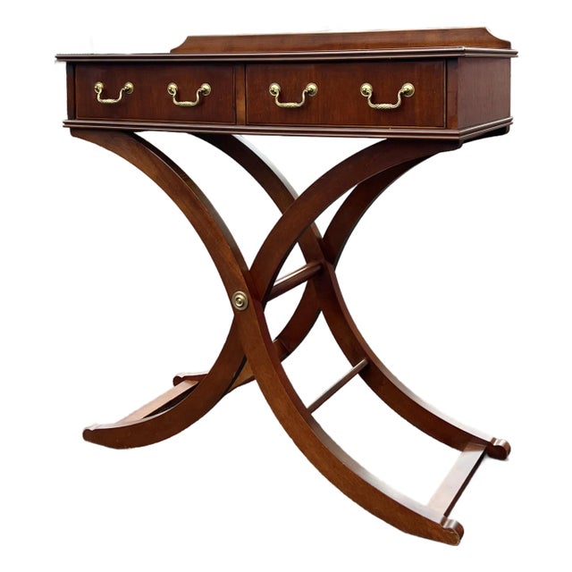 Lane Mahogany Regency Style Cerrule Base Console Table For Sale