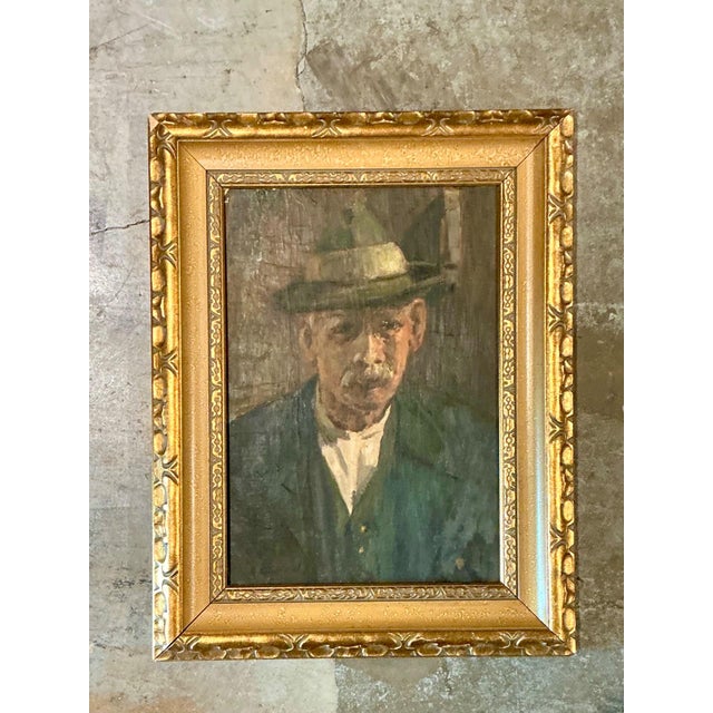 Vintage Framed Oil Portrait on Canvas For Sale - Image 12 of 13