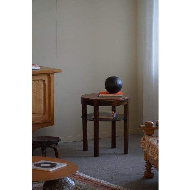 1940s Art Deco Round Side Table in Beech & Marble Top, 1940s For Sale - Image 5 of 14