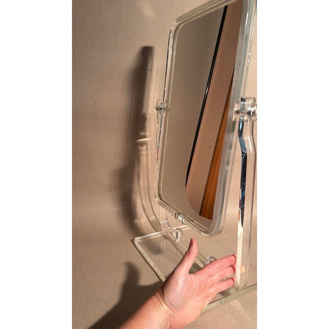 Plastic 1970s Large Adjustable Lucite Makeup Vanity Mirror For Sale - Image 7 of 7