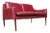 Danish Modern Cranberry Leather Settee by Hans Olsen For Sale