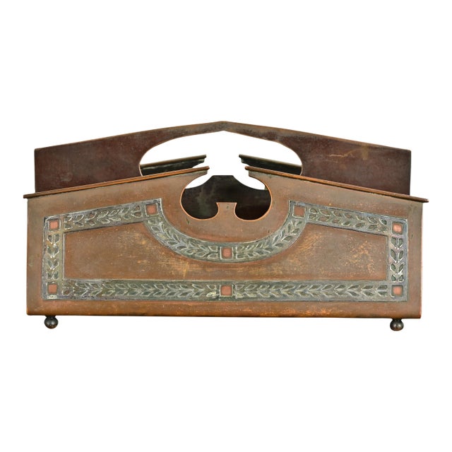 Heintz Arts & Crafts Sterling Silver on Bronze Letter Rack For Sale