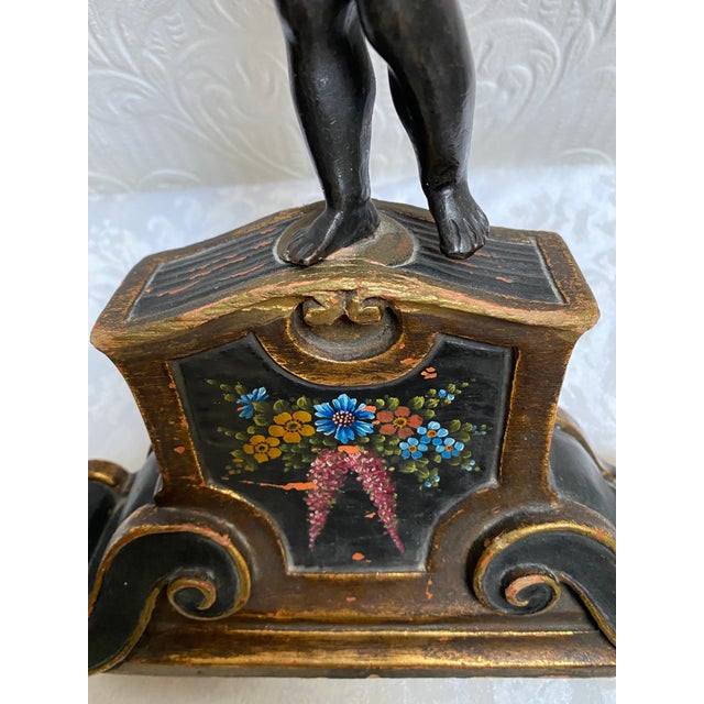 Rustic European Late 19th Century Antique Boy Harvester Bronze on Hand Painted Stand For Sale - Image 3 of 13