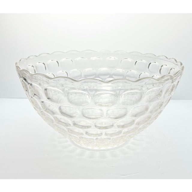 1960s 1960s Vintage 11-Piece Glass Punch Bowl Set, Thumbprint Design For Sale - Image 5 of 9