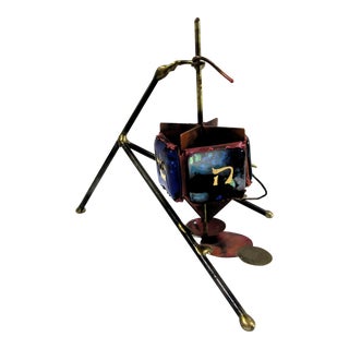 1980s Artist Gary Rosenthal Copper Brass Fused Glass Kinetic Dreidel Sculpture For Sale