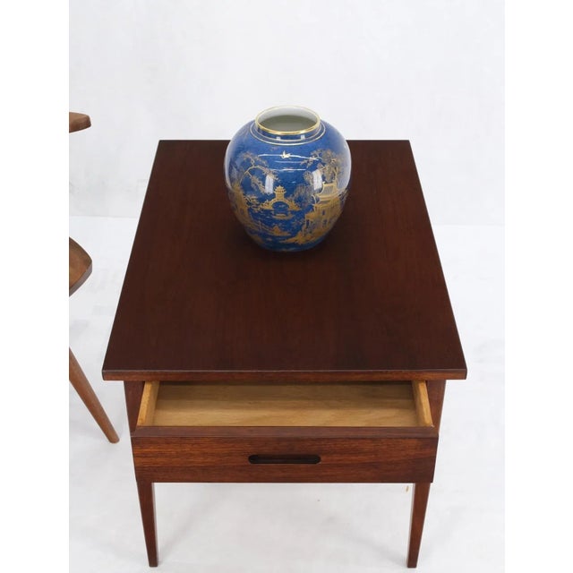 Brown 1970s Knoll Risom One Drawer Oiled Walnut Tapered Legs Side Table For Sale - Image 8 of 13