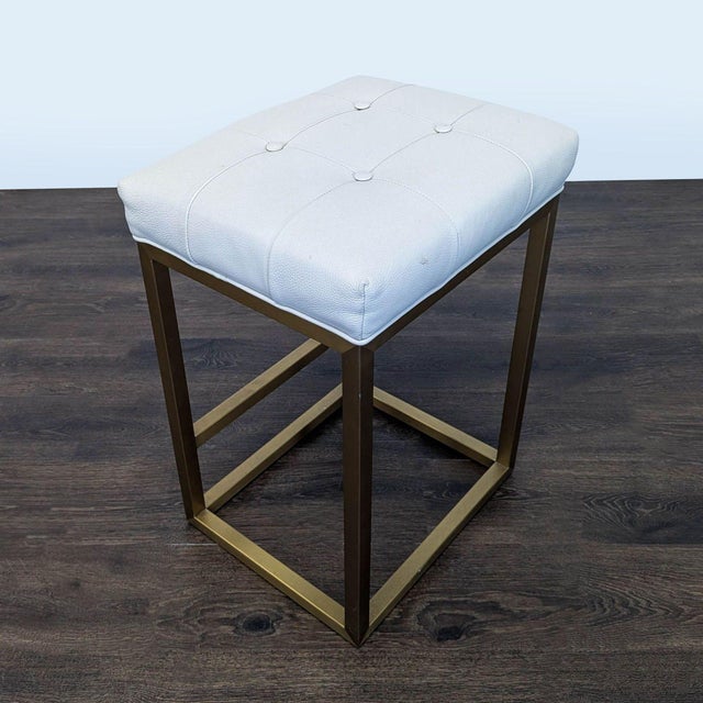 2010s Restoration Hardware Leather Button Tufted Counter Stool For Sale - Image 5 of 12
