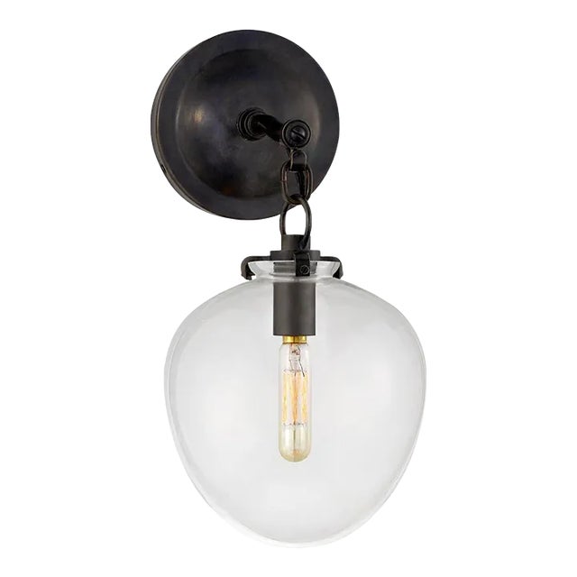 Thomas O'Brien for Visual Comfort Signature Katie Small Acorn Sconce in Bronze with Clear Glass For Sale