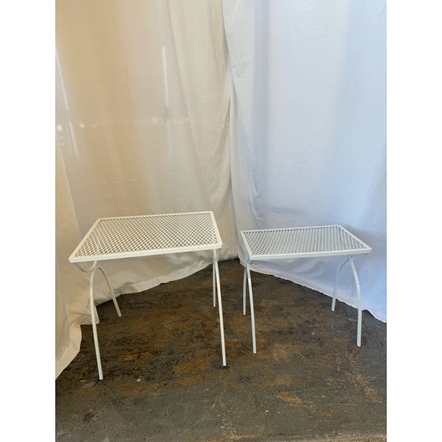 Mid-Century Modern Mid 20th Century Wrought Iron Patio Side Tables by Salterini - Set of 2, Attributed For Sale - Image 3 of 3