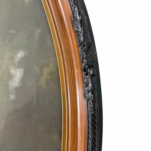 English Vintage Carved Wooden Oval Frame With Lithograph For Sale - Image 3 of 7