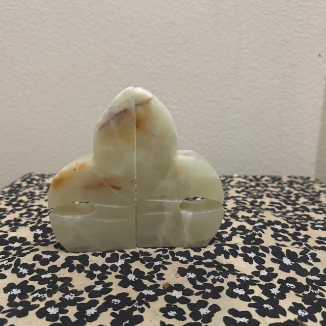 Light Yellow Vintage Mexican Hand-Carved Onyx Bookends For Sale - Image 8 of 9