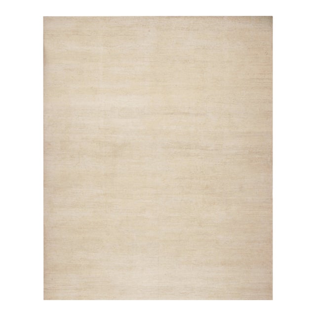 Rug & Kilim’s Modern Textural Oversized Rug With Striae of Beige - 13'9''x17' For Sale