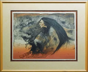 Frank Howell "Lost Warrior" Framed Hand Signed Original Lithograph Art