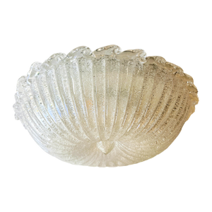 Traditional Italian White Graniglia" Budino"Murano Glass Flush Mount in 70' Style