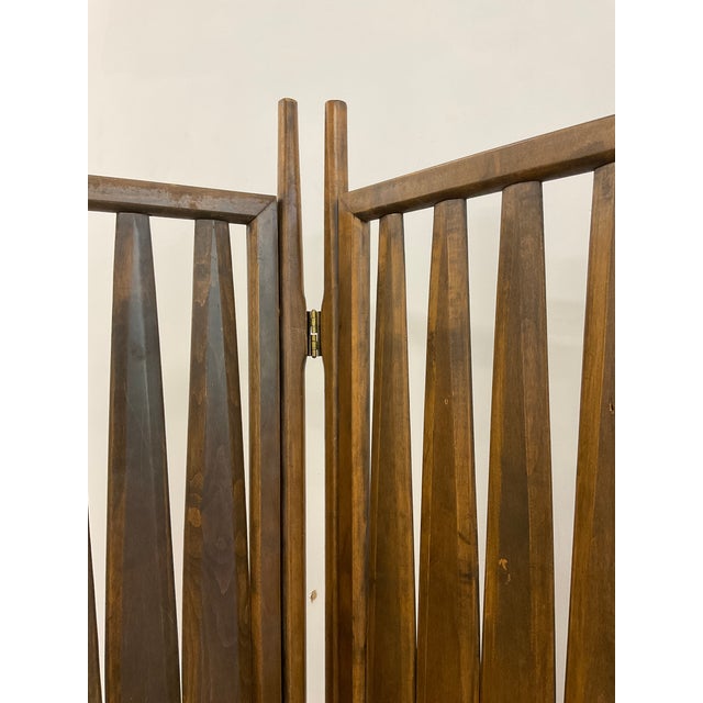 Vintage Walnut Three Panel Geometric Room Divider. For Sale - Image 14 of 18