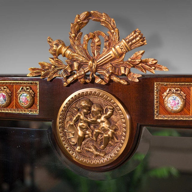 1970s Large Vintage Walnut Decorative Mirror For Sale - Image 6 of 11