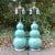 Wood Hand Signed Pair of Christopher Spitzmiller Triple Gourd Lamps in Robin's Egg Blue and Nickel For Sale - Image 7 of 7