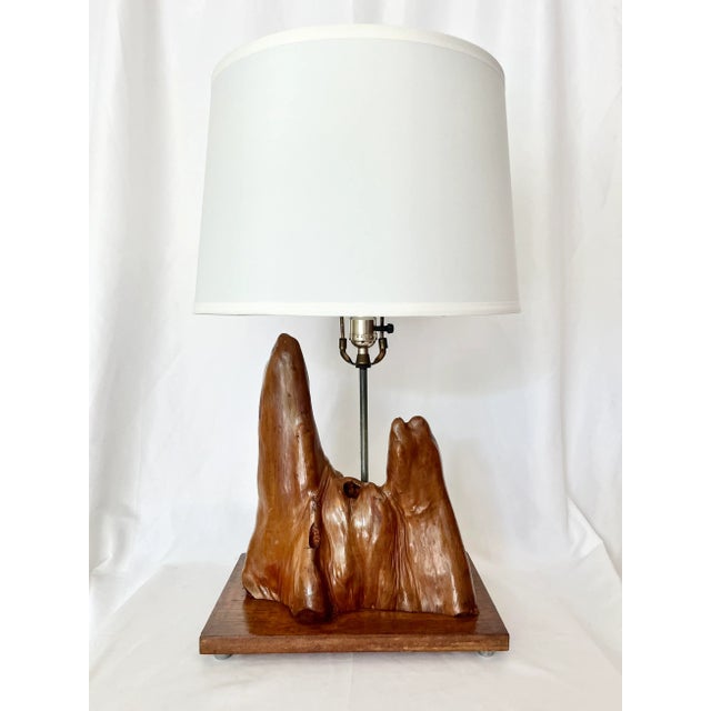 Brown Mid Century Cypress Knee Lamp For Sale - Image 8 of 9