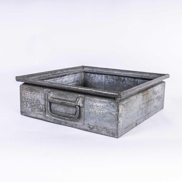 Vintage Industrial Galvanised Steel Parts Tray from Bosch, Late 20th Century For Sale - Image 6 of 6