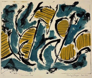 1990, "Sailboat Race", Abstract Expressionist, Monoprint, Artist Stanley J. Krupa
