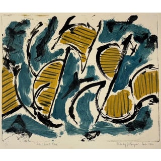 1990, "Sailboat Race", Abstract Impressionism, Original Print on Paper, Stanley J. Krupa For Sale