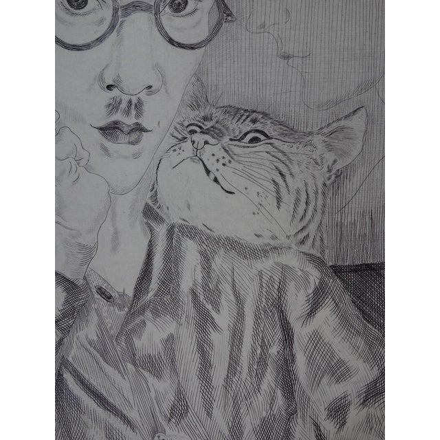 Tsuguharu Léonard Foujita, Self-Portrait with Cat, Original Engraving For Sale - Image 7 of 11