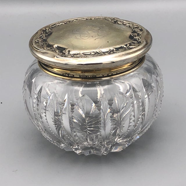 Antique Cut Glass Powder Jar With Sterling Silver Lid Chairish