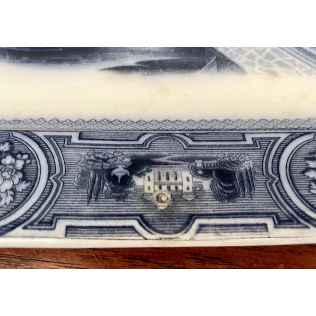 Antique Wedgwood Pearl Stoneware Platter “California” Scene, C. 1875 – Blue & White Transferware For Sale - Image 10 of 10