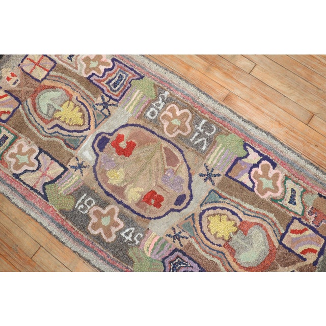 Colorful American Hooked Rug For Sale - Image 11 of 11
