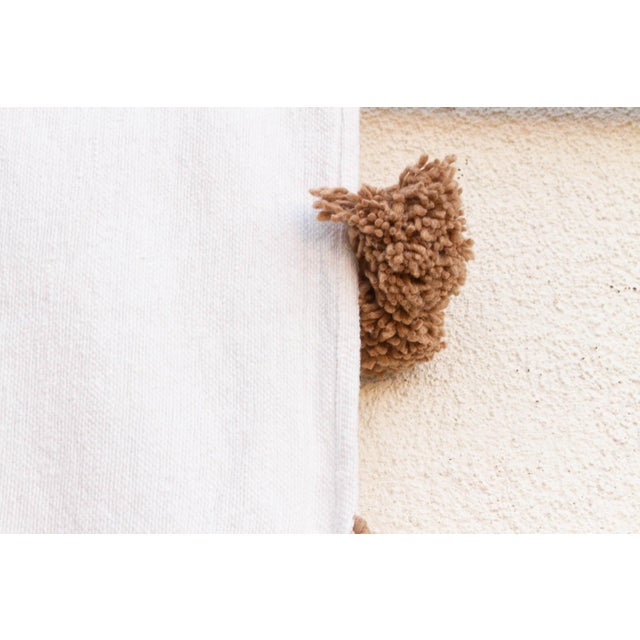1990s White Cloud Moroccan Pom Pom Blanket For Sale - Image 5 of 7