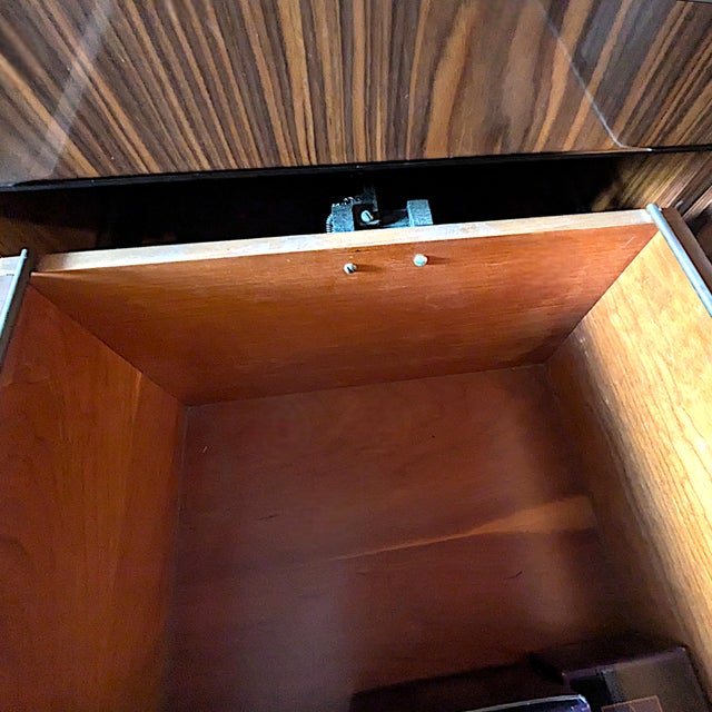 Mid Century Vintage Lacquered Rosewood Veneer Credenza and Hutch Set -2 Pcs. For Sale - Image 11 of 18