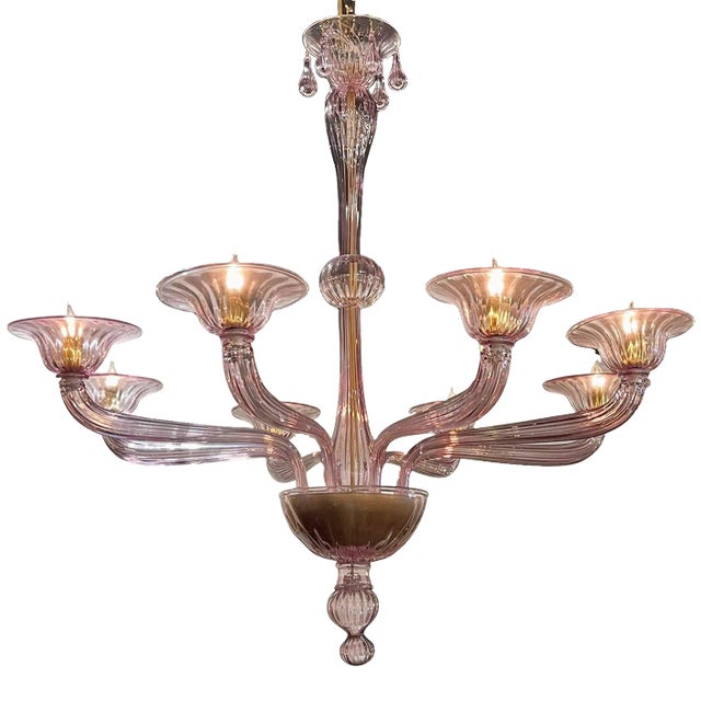 Murano Amethyst 8-Light Chandelier For Sale
