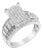 14K White Gold 2.0 Cttw Mixed-Cut Diamond Rectangle Invisible-Set Composite Cluster Ring with Band - Size 5 For Sale