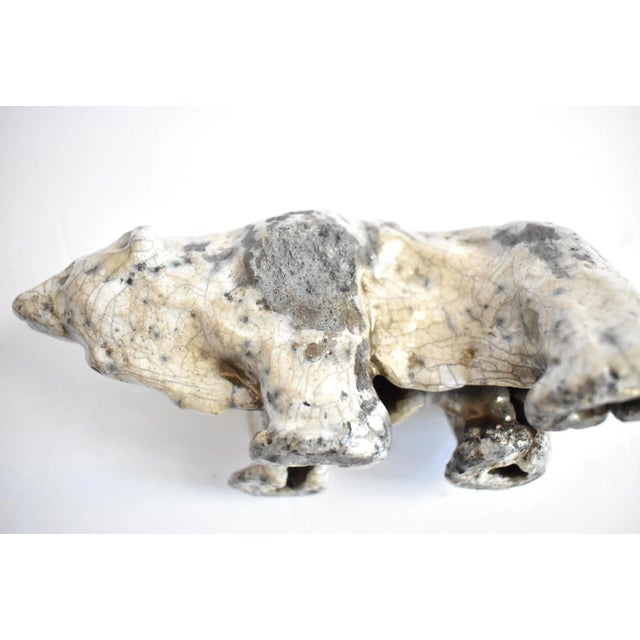 Cream Enamel and Metal Polar Bear Sculpture For Sale - Image 8 of 11